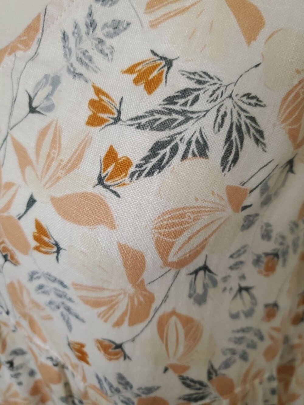 Joie 100% Linen Tiered Floral Orange/Coral Dress V-Neck Boho Beach Vaca Sz S - Picture 3 of 15